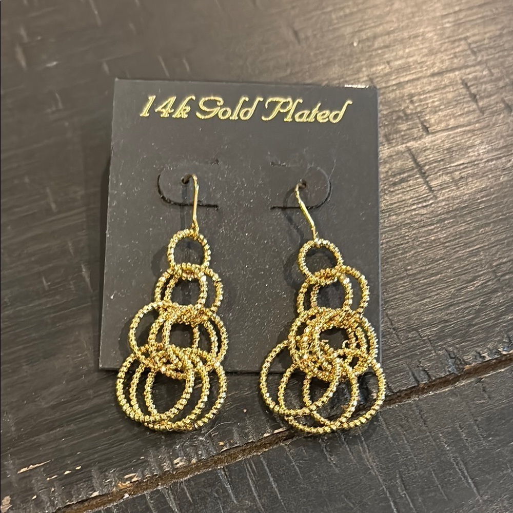 NWT Circle Gold Plated Dangle Earrings​